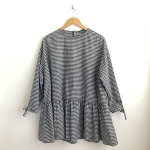 Zara Gingham Babydoll Dropwaist Mini Dress Medium